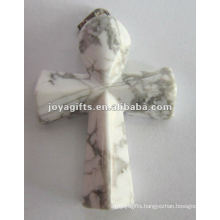 Natural Howlite Stone Cross Pendant